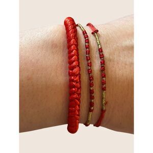 📿 RED STRING BRACELET LUCKY PROTECTION KABBALAH BRAIDED GOLD STACK BUNDLE LOT